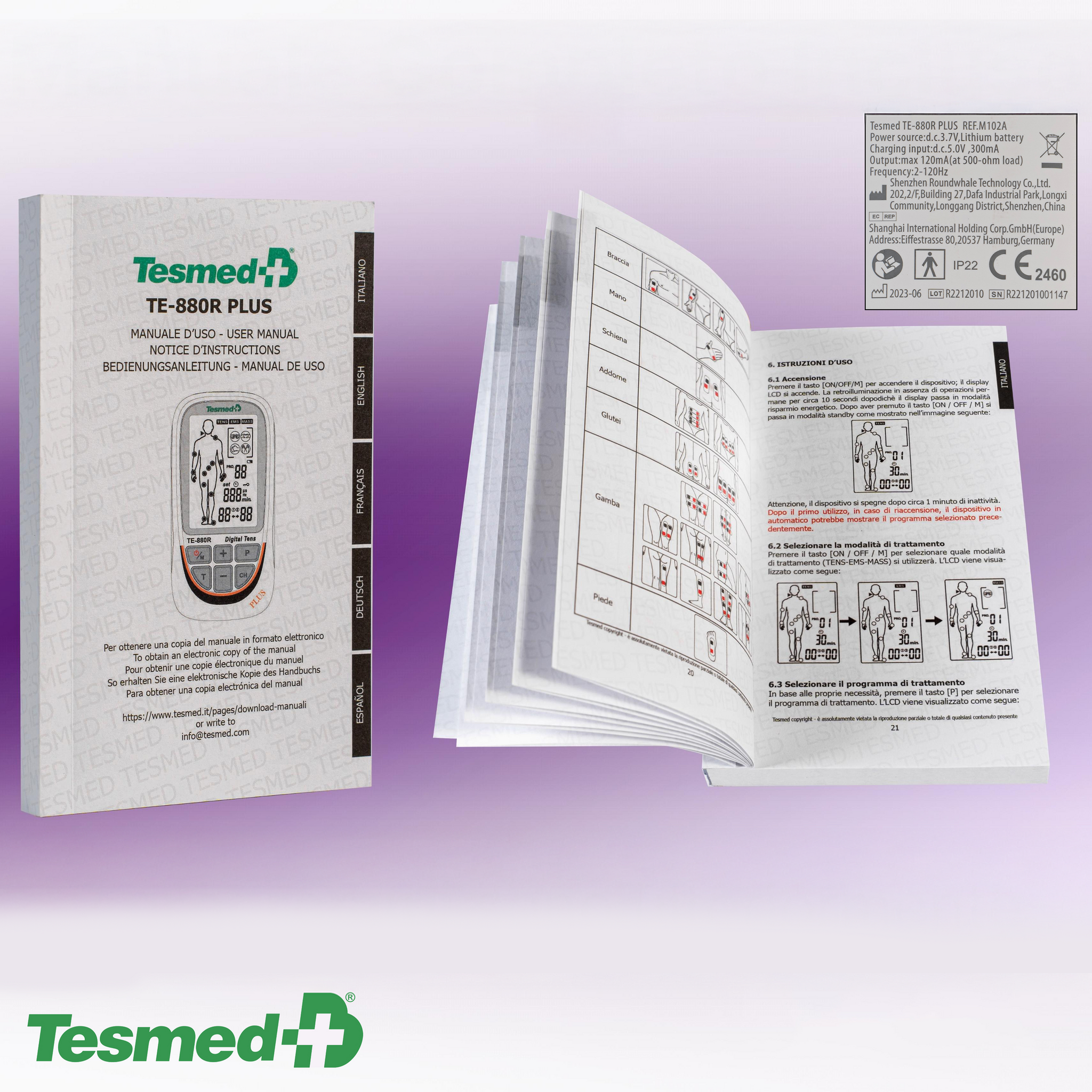 Electrostimulateur musculaire TESMED TE-880R Tens, Ems, Massage
