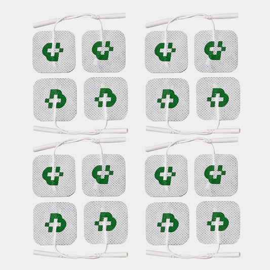 TESMED 16 ÉLECTRODES de qualité supérieure mm 50x50, universelles, adaptées à toutes les marques d'électrostimulateurs avec câbles à fiche de 2 mm, lavables, ne nécessitent pas de gel